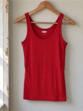Old Navy Bright Red Ribbed Scoop Neck Tank